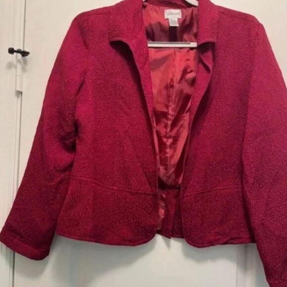 Chico's Dark Red Peplum Style Jacket - Textured Fabric, Size 1 (Small) - EUC - Picture 4 of 14